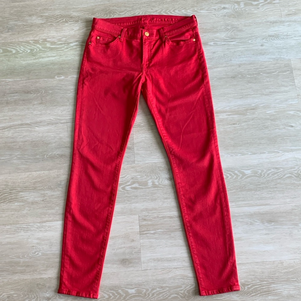 7 For All Mankind, The Skinny jeans. Size 32. Red. Like New.